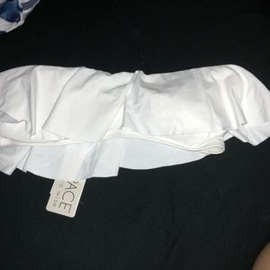 strapless white bathing suit top